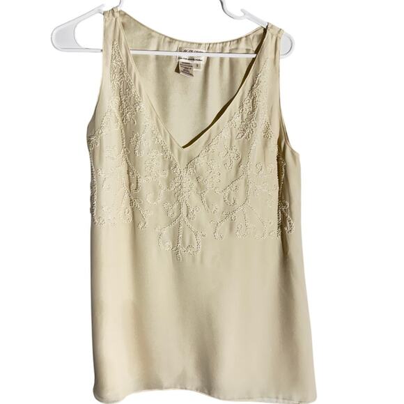 M.S.S.P. Ivory Beaded Sleeveless Blouse – Size Small - Picture 1 of 4